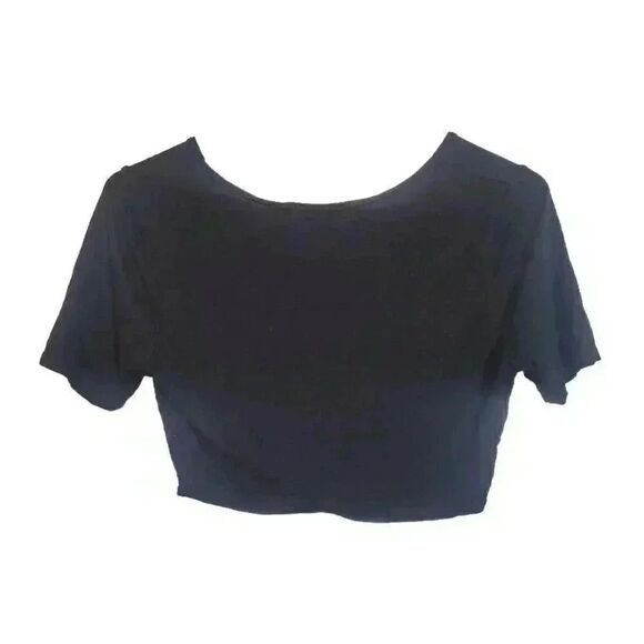 Missguided Women's Black Viscose/Spandex Knit Knot Front Cropped T-Shirt - Picture 5 of 5